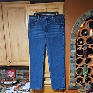 Universal Standard Etta High Rise Straight Leg Jeans Distressed Aged Indigo Blue